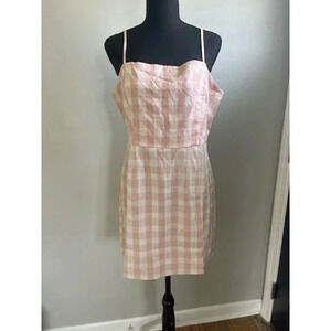 BP WOMENS SIZE L PINK WHITE SLEEVELESS ZIP BACK MIDI SUNDRESS